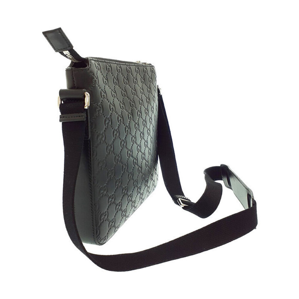 Gucci Bag Black Messenger Crossbody ssima Leather Signature